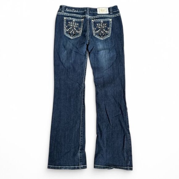 Miss Chic Bootcut Jeans‎ Size 11 Medium Wash Embellished Pockets Stretch Denim - Picture 1 of 8